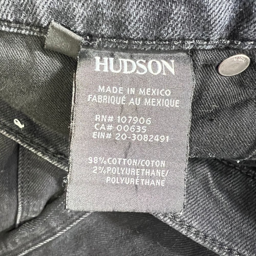 Hudson Riley Crop Jeans Womens 29 Black Relaxed Straight Stars Button Fly - Picture 3 of 11